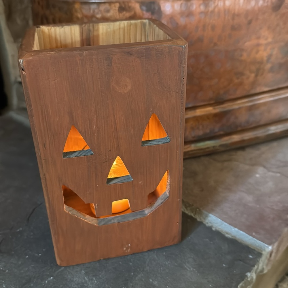 Rustic Brown Pumpkin Candle Holder